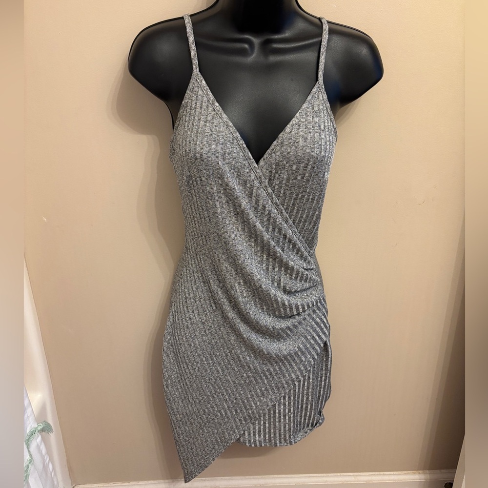 Elegant Silver Wrap Dress